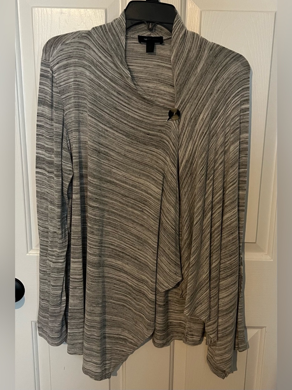 AB Studio Draped Asymmetrical 1-Button Cardigan Gray XL